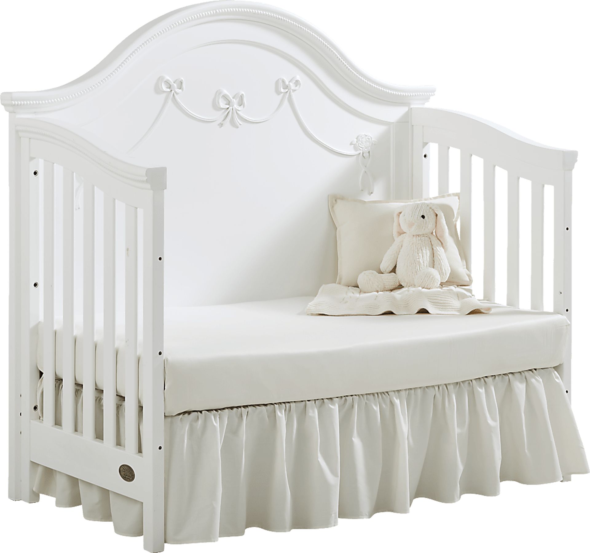 Disney Princess Fairytale 5 Pc White Colors White Bedroom Set With 8 Drawer Dresser Crib Toddler Rail Full Rails Slats Changing Tray Rooms to Go