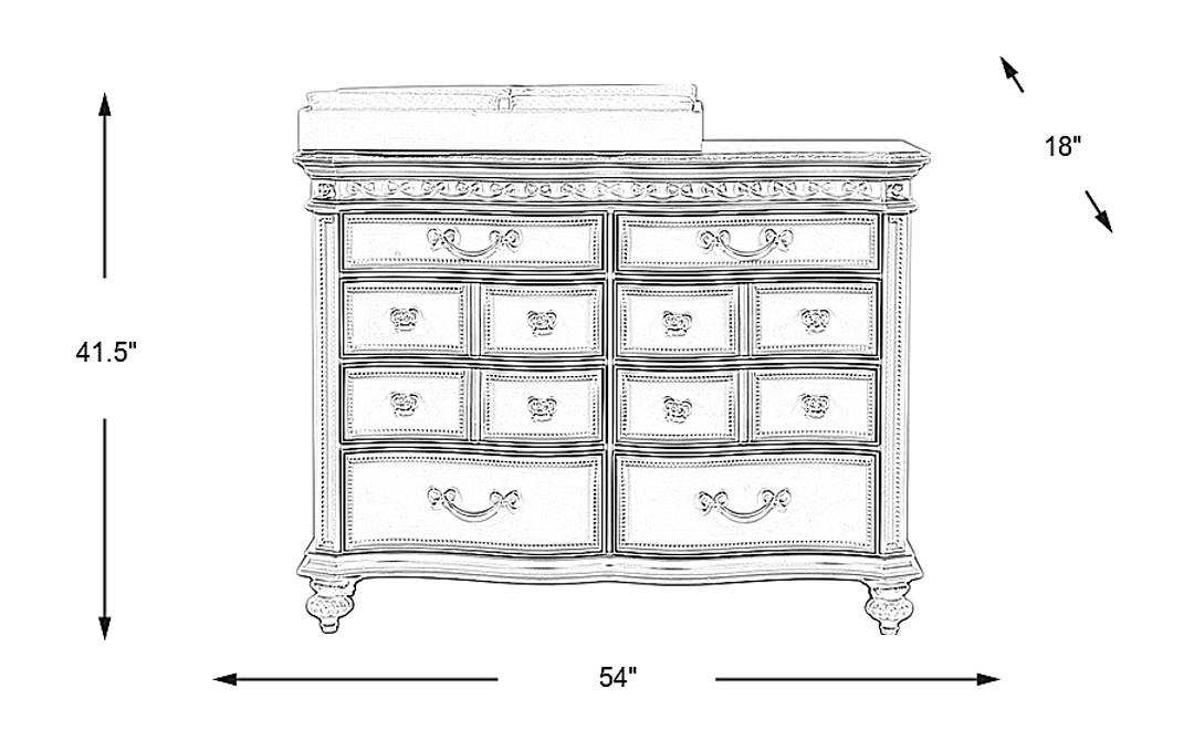 Disney Princess Fairytale White Dresser with Changing Topper and Pad