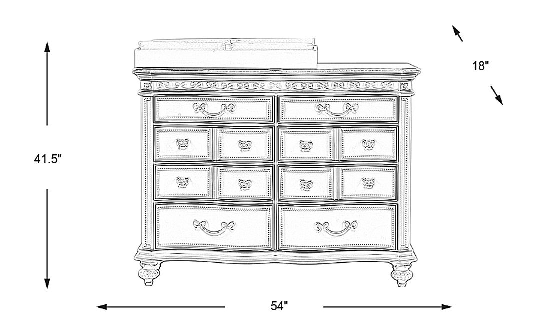 Disney Princess Fairytale White Dresser with Changing Topper and Pad