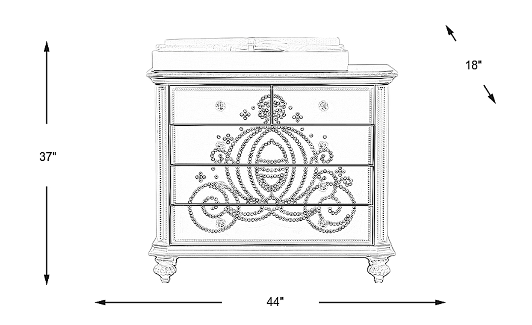 Disney Princess Fairytale White Jeweled Carriage Cabinet with Changing Topper and Pad