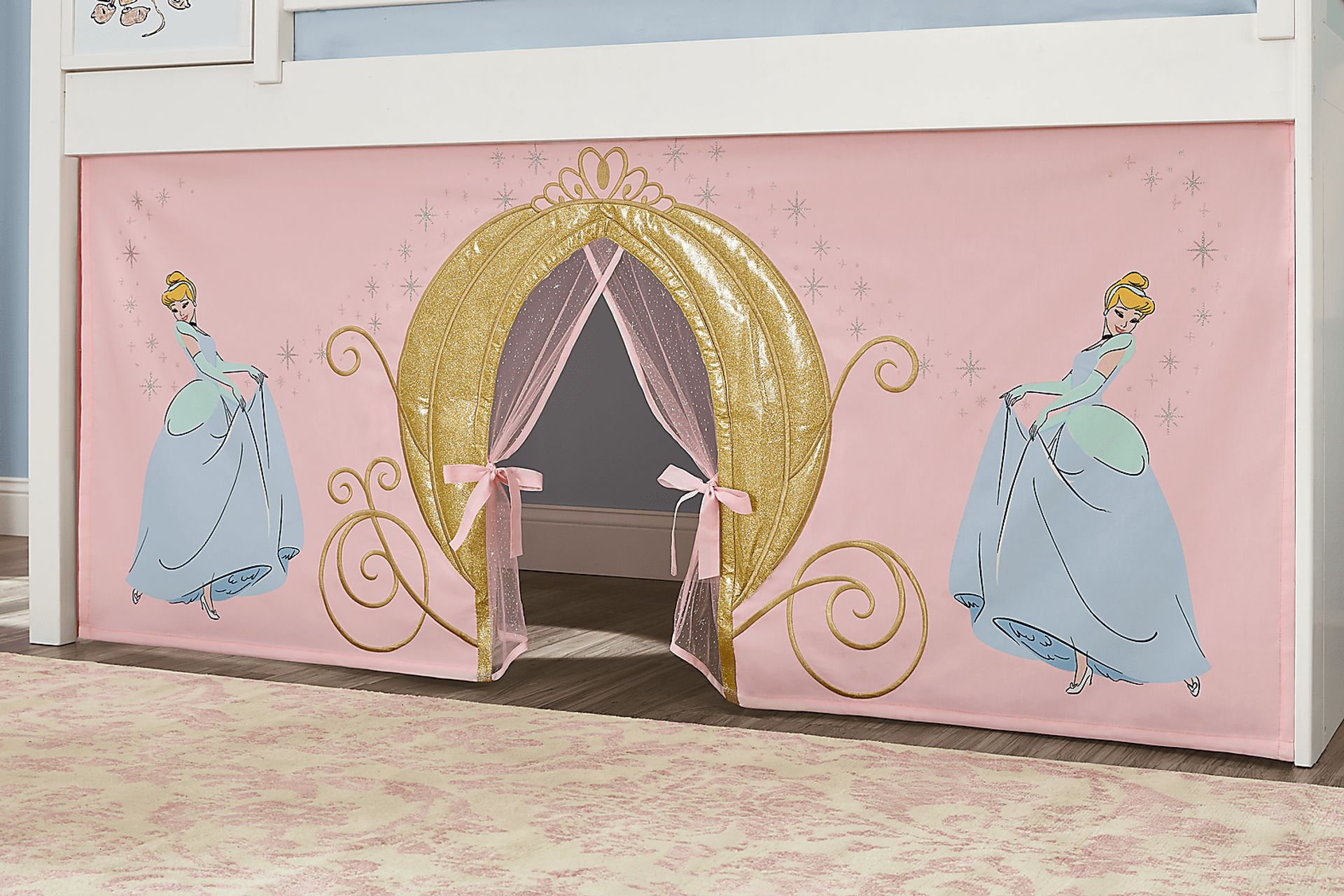 Disney Princess White Twin Low Loft with Activity Panel, Tent & Tower - Image 2