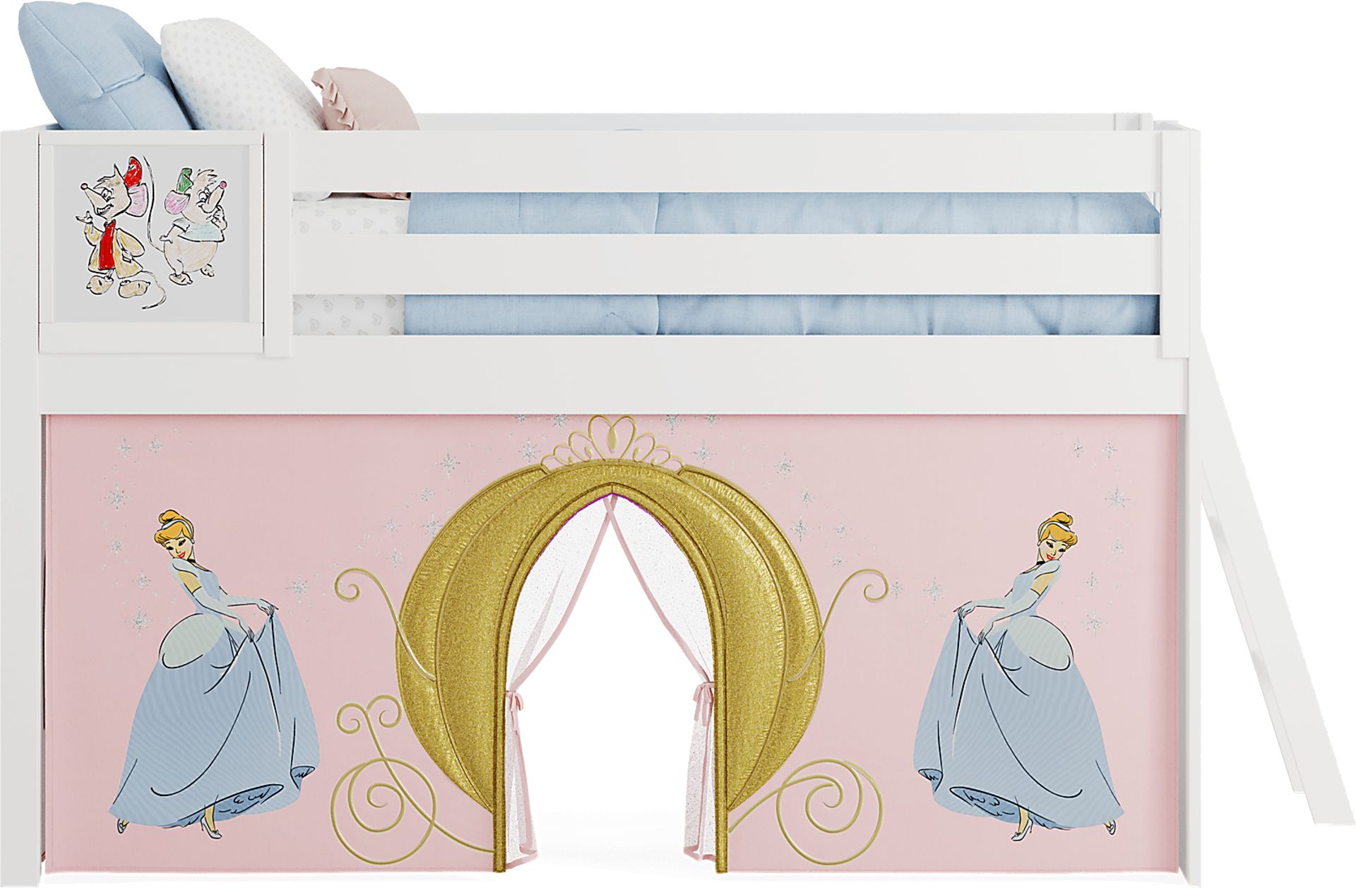 Disney Princess White Twin Low Loft with Activity Panel - Image 3