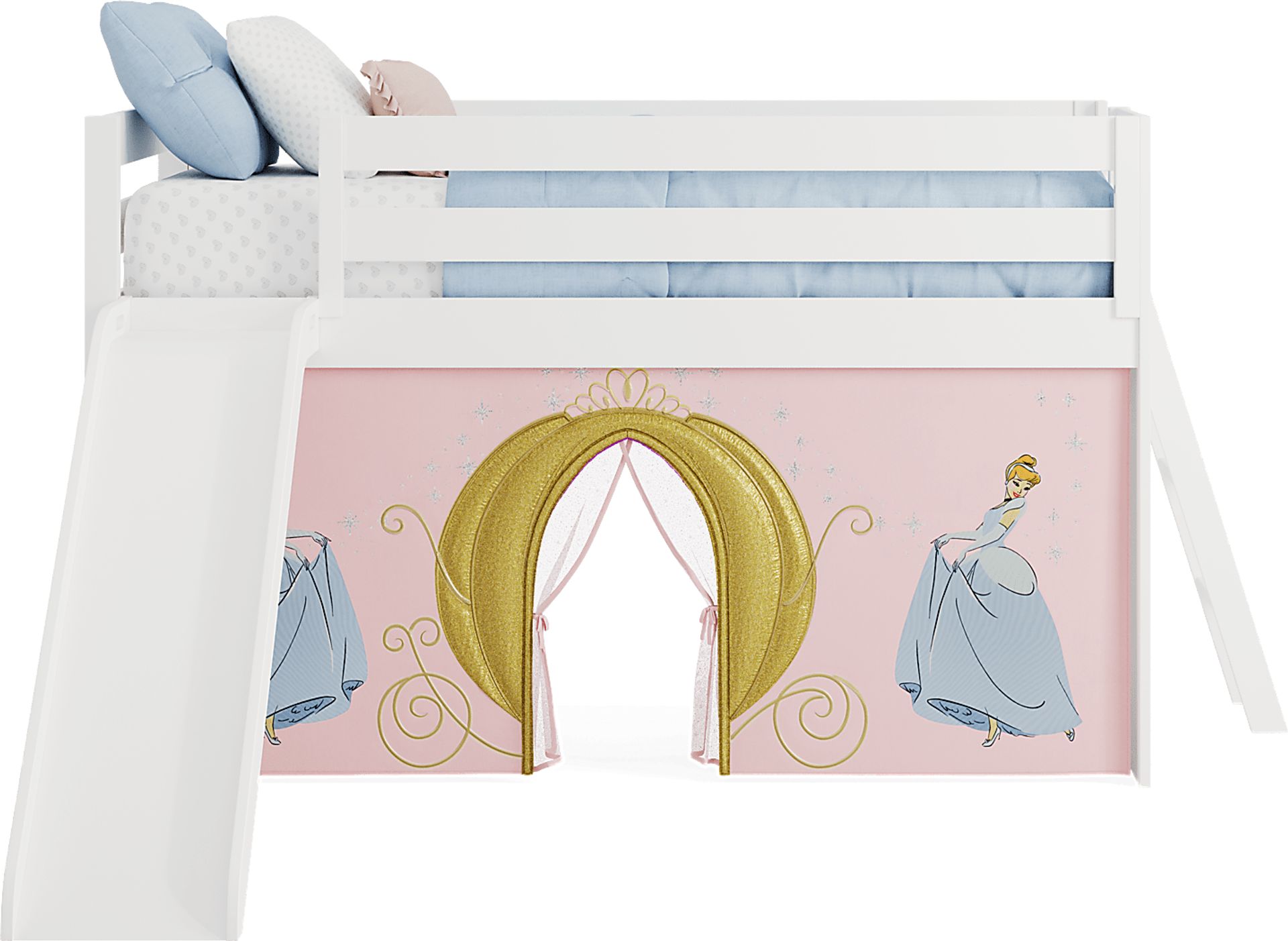 Disney Princess White Twin Low Loft with Slide - Image 3