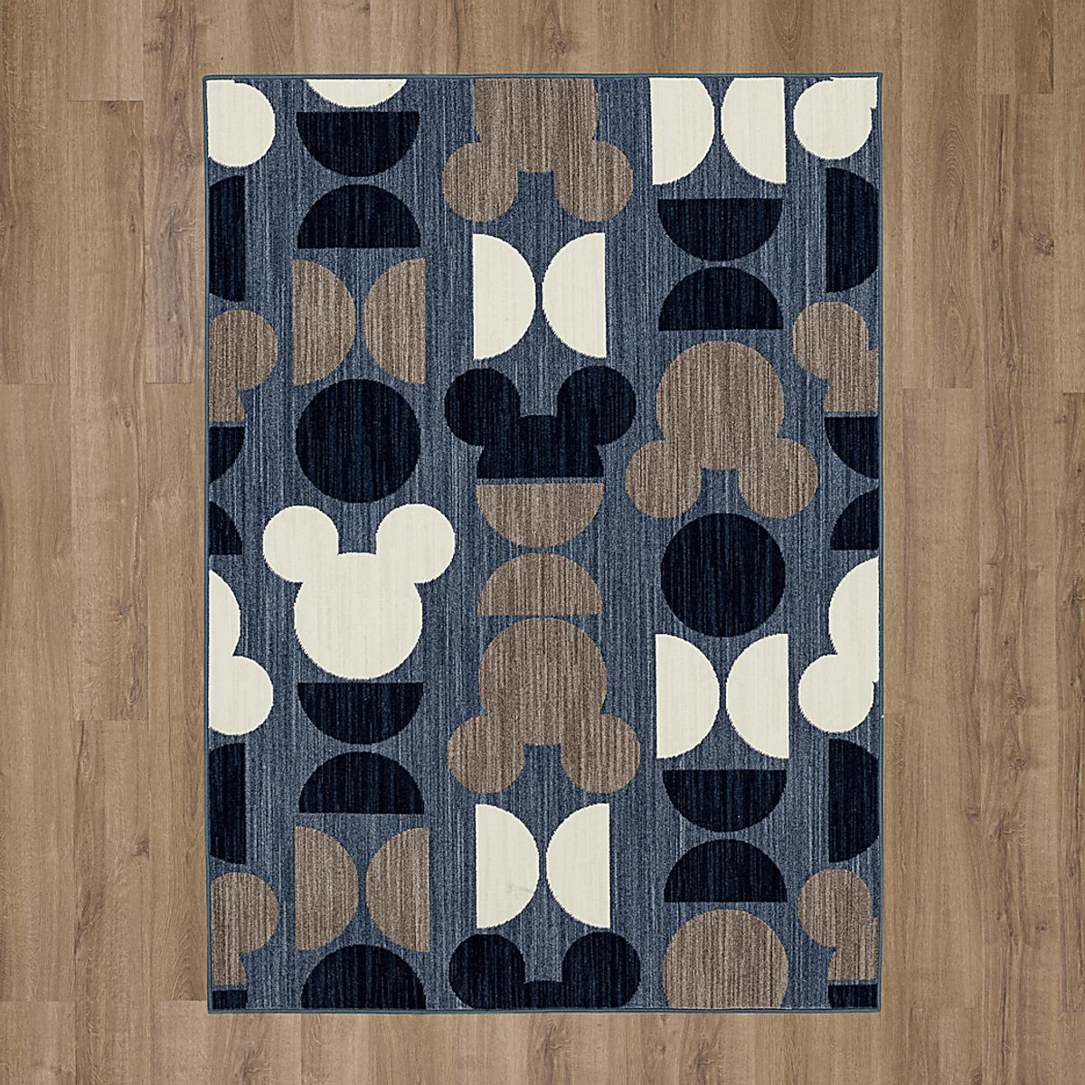 Disney'S Mickey Mid-Mod Blue,Gray Polyester Fabric 5 X 7 Rug | Rooms to Go