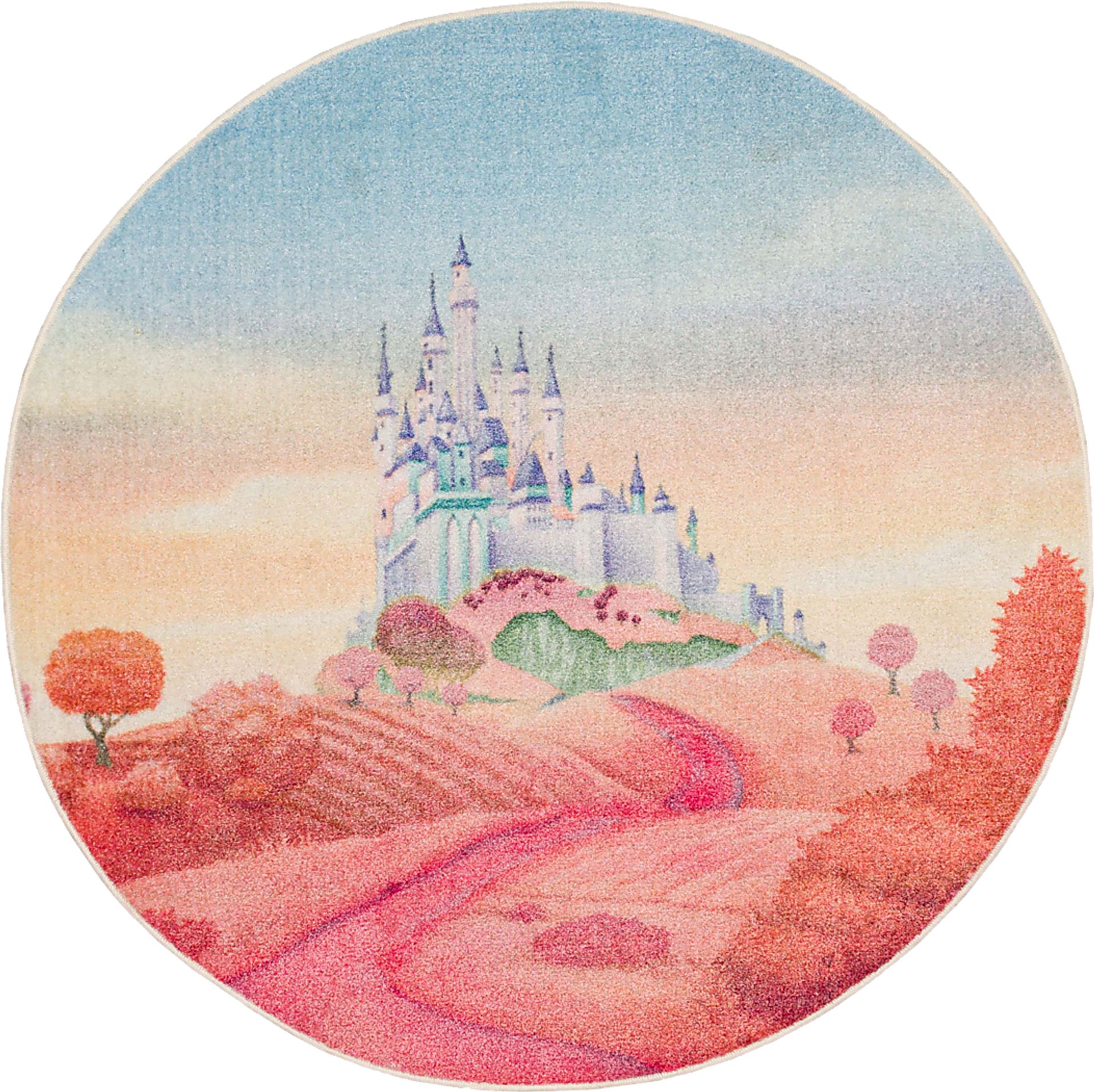 Disney's Princess Castle Pink 8' Round Rug - Image 1