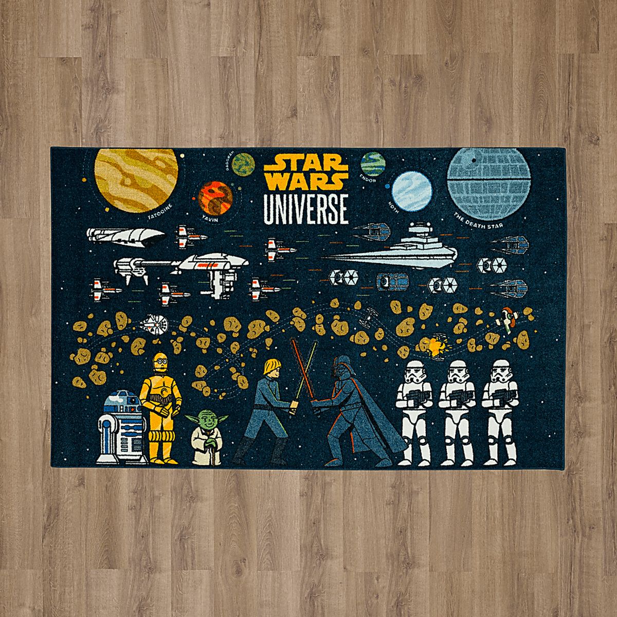 Star Wars Disney'S Collage Black Polyester Fabric Rug | Rooms to Go