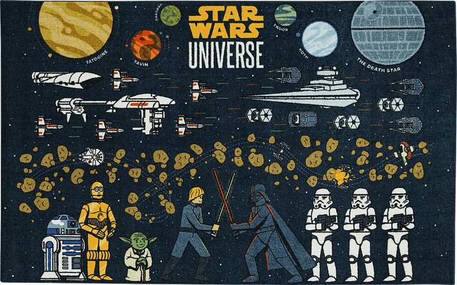 Kids Star Wars Collage Black 8' x 10' Rug - Thumbnail - Image 1