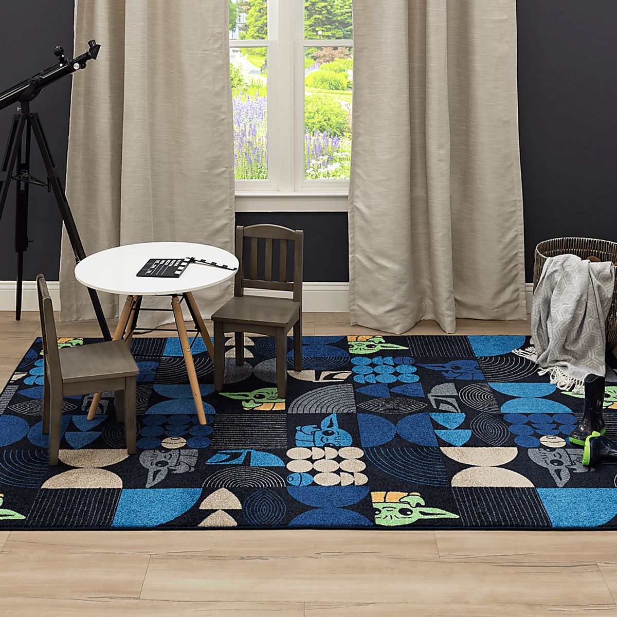 Star Wars Grogu MID Mod Navy Blue Polyester Fabric Rug | Rooms to Go