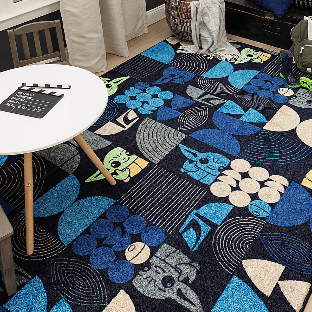 Star Wars Grogu MID Mod Navy Blue Polyester Fabric Rug | Rooms to Go
