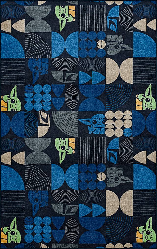 Kids Star Wars Grogu Mid Mod Navy 5' x 7' Rug - Thumbnail - Image 1
