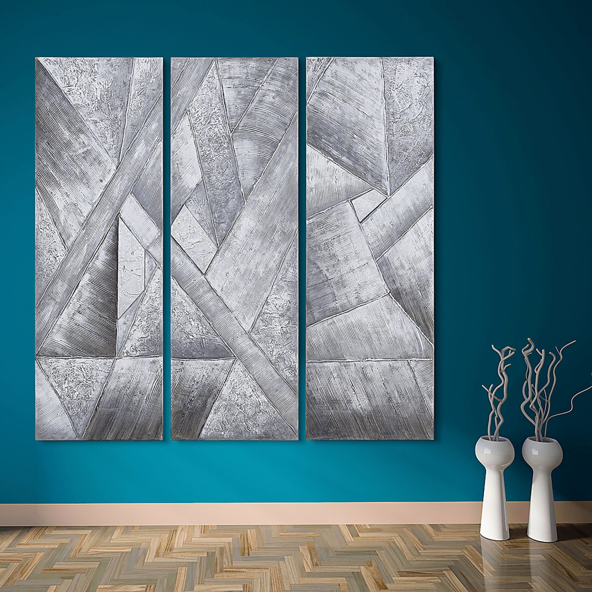 Dividing Thoughts Gray Artwork, Set of 3 - Image 5