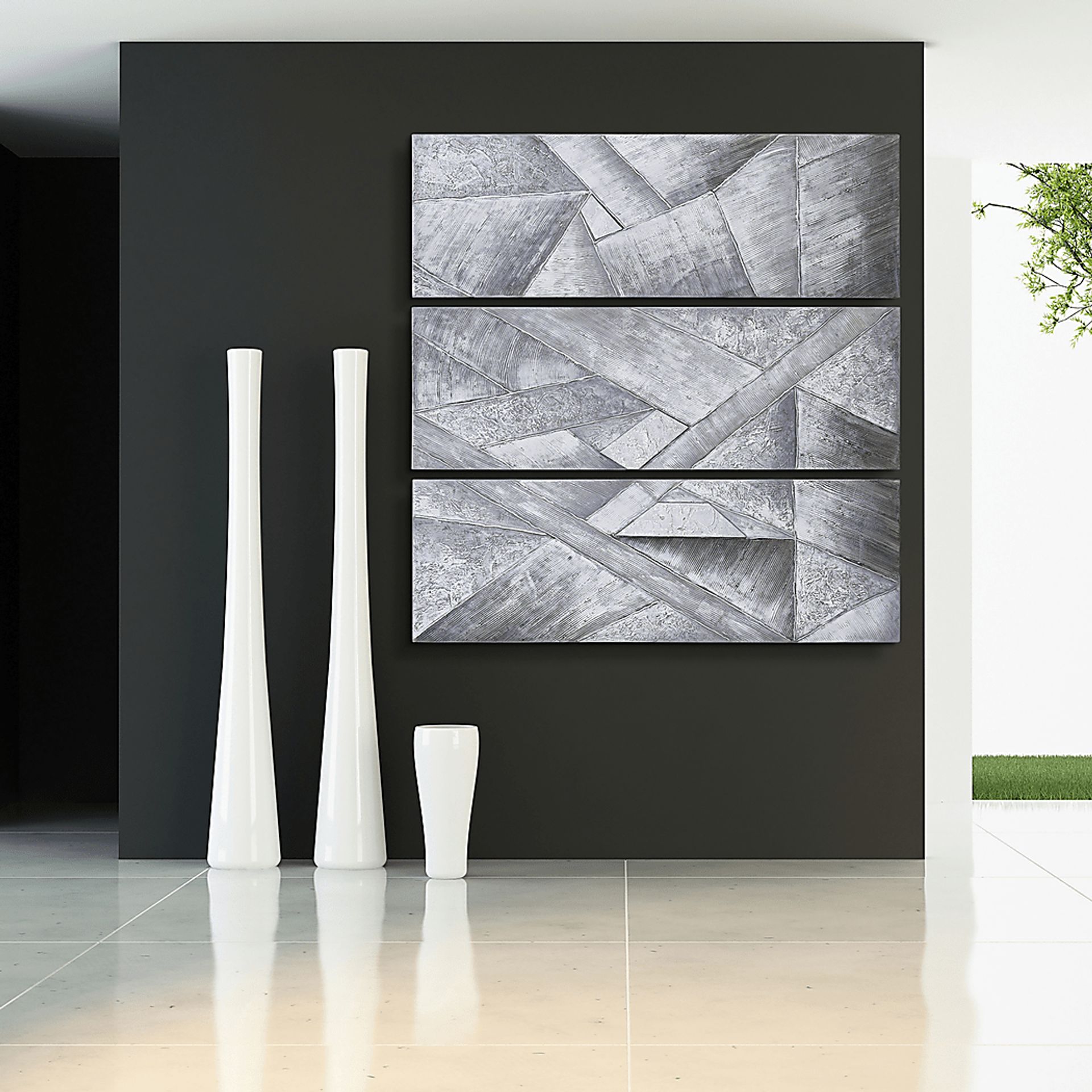 Dividing Thoughts Gray Artwork, Set of 3 - Image 6