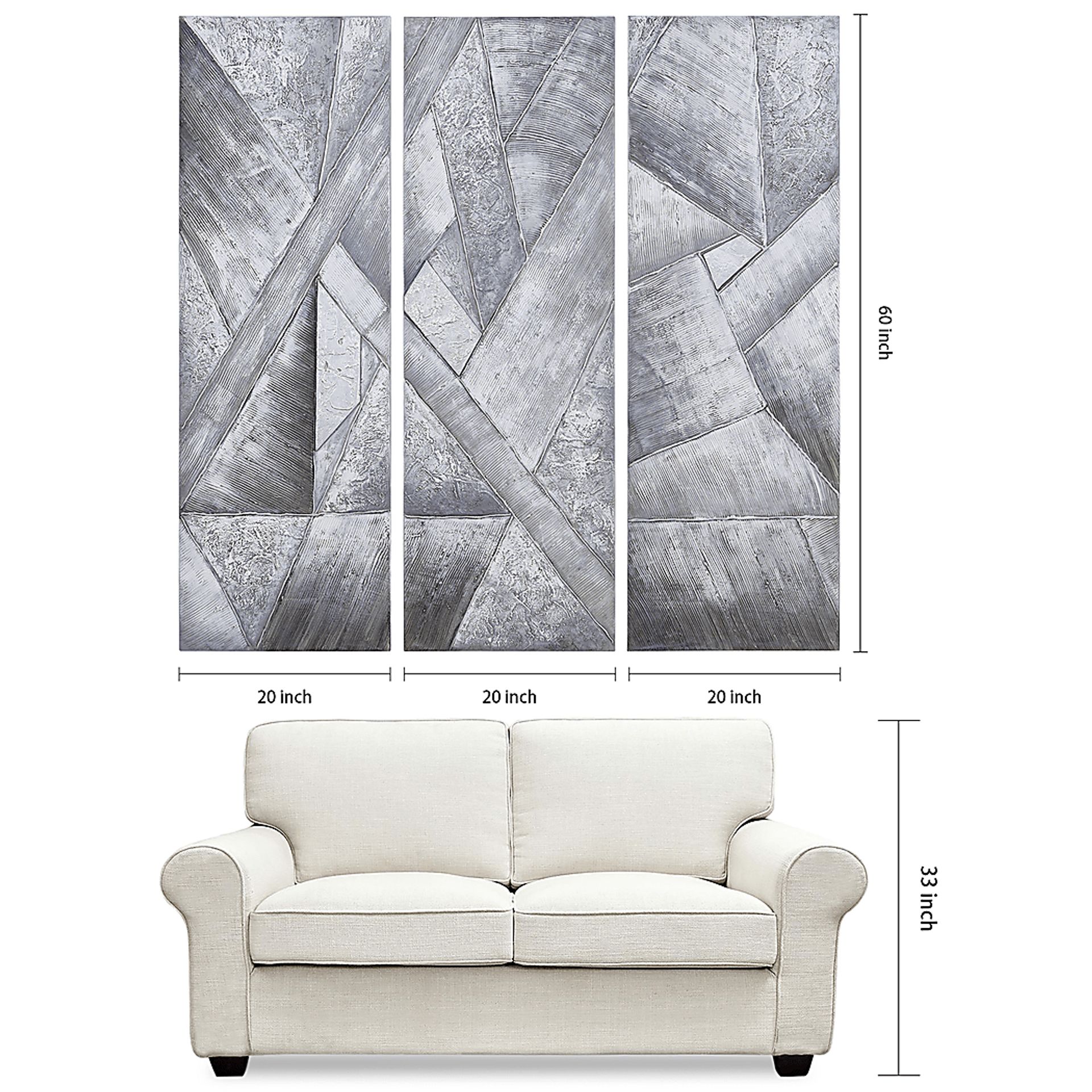 Dividing Thoughts Gray Artwork, Set of 3 - Image 9