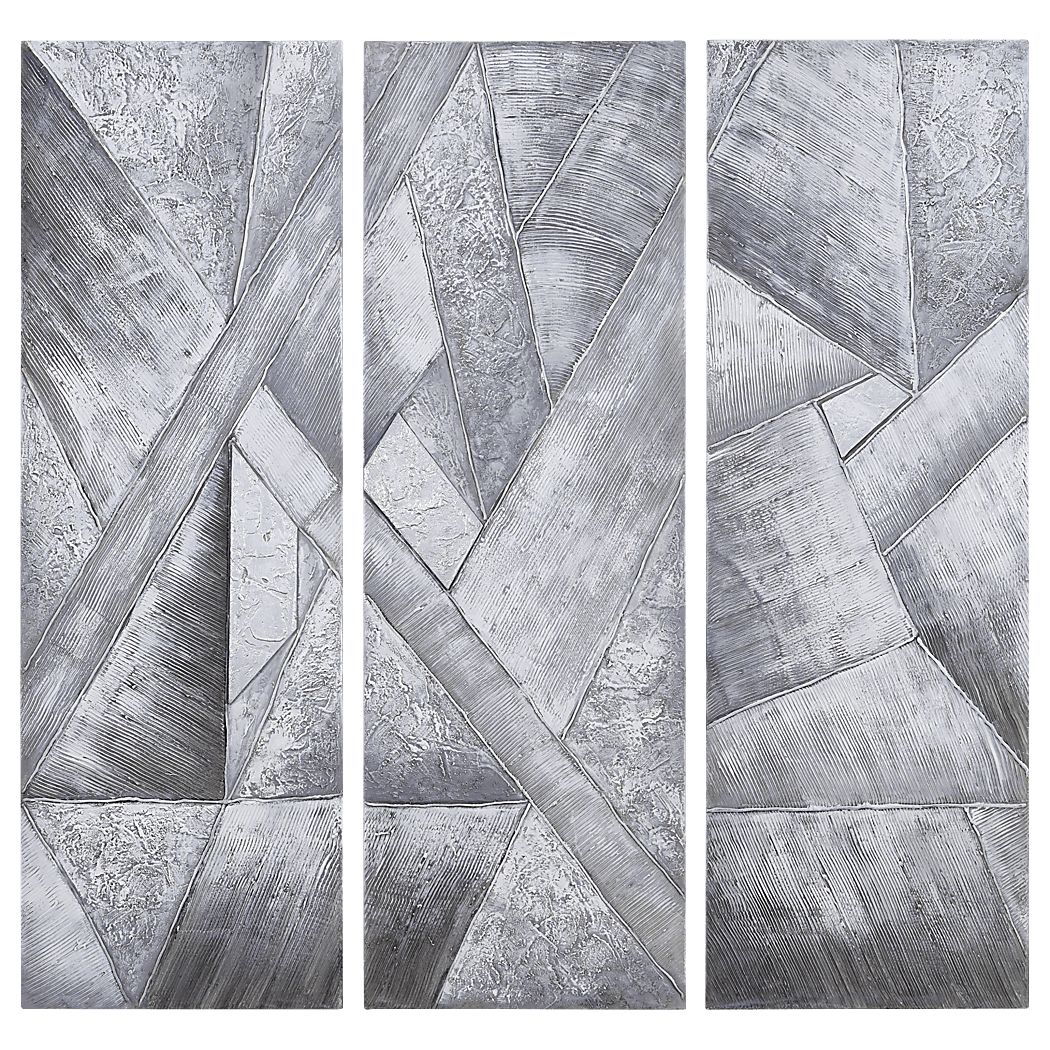 Dividing Thoughts Gray Artwork, Set of 3