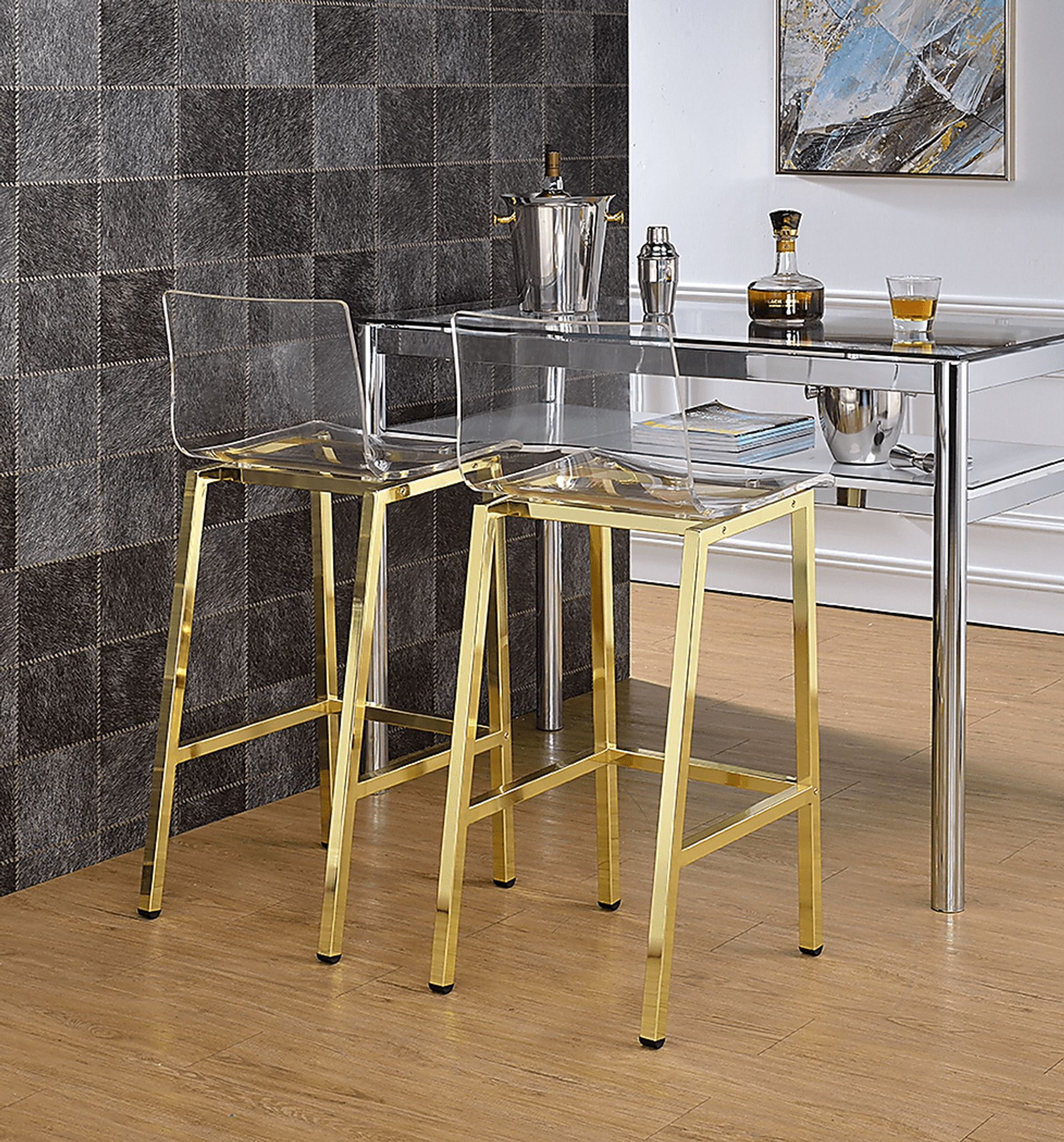 Dixato Gold Bar Stool, Set of 2 - Image 3