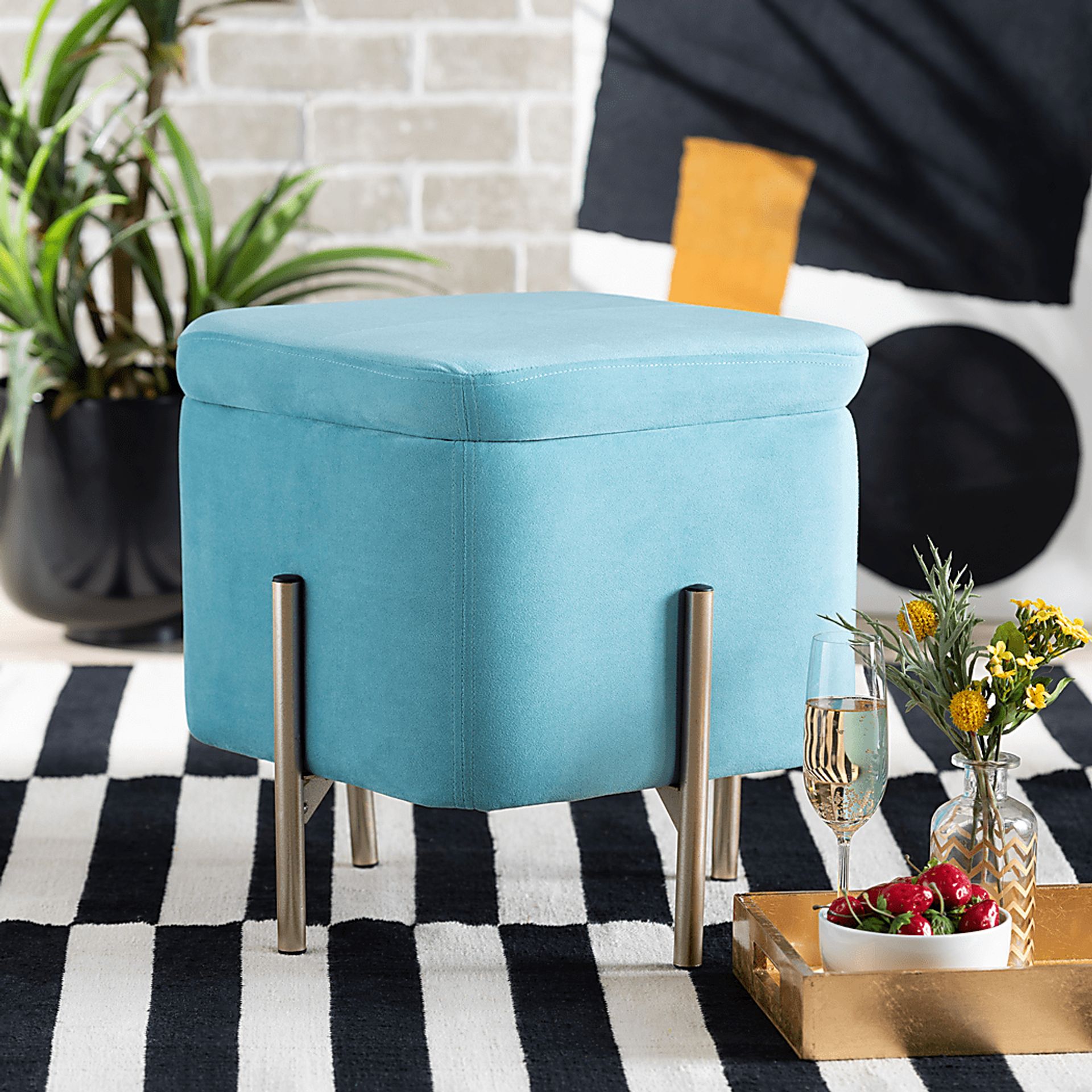 Dobell Blue Ottoman - Image 6