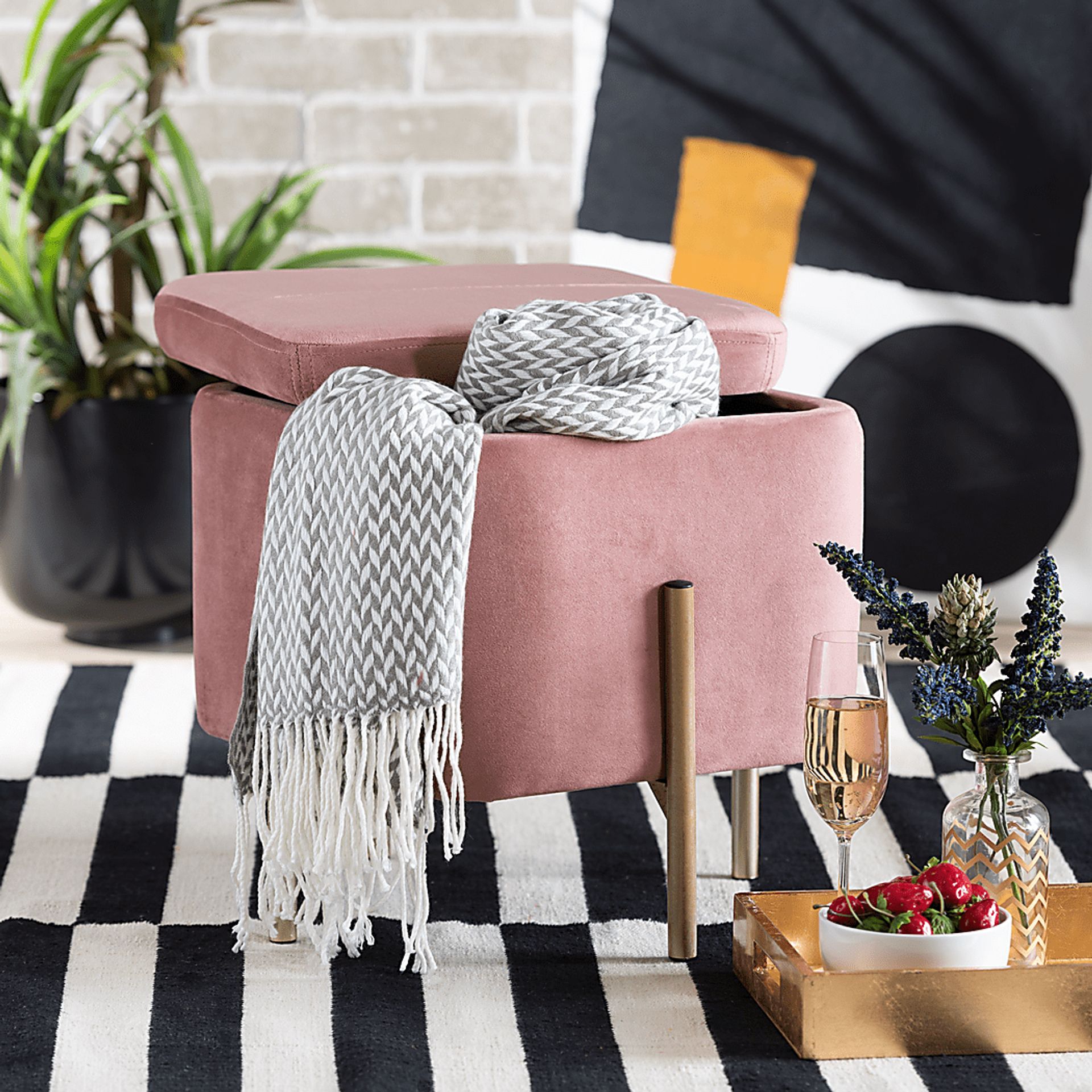 Dobell Pink Ottoman - Image 7