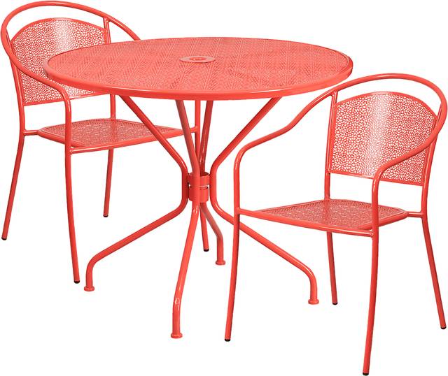Dockside Coral 3 Pc 35 in. Round Patio Set - Thumbnail - Image 1