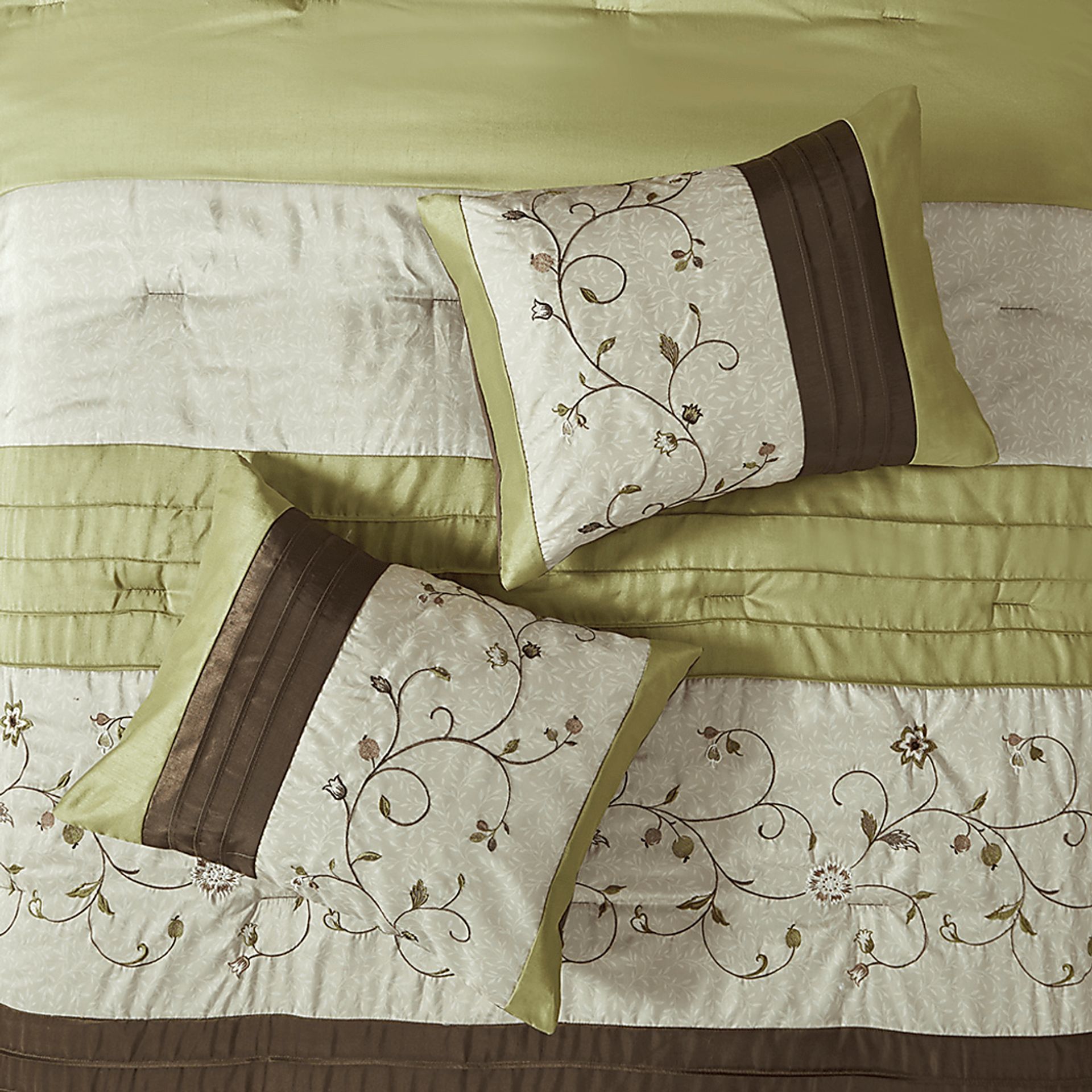 Dodt Green Brown 7 Pc Queen Comforter Set - Image 8