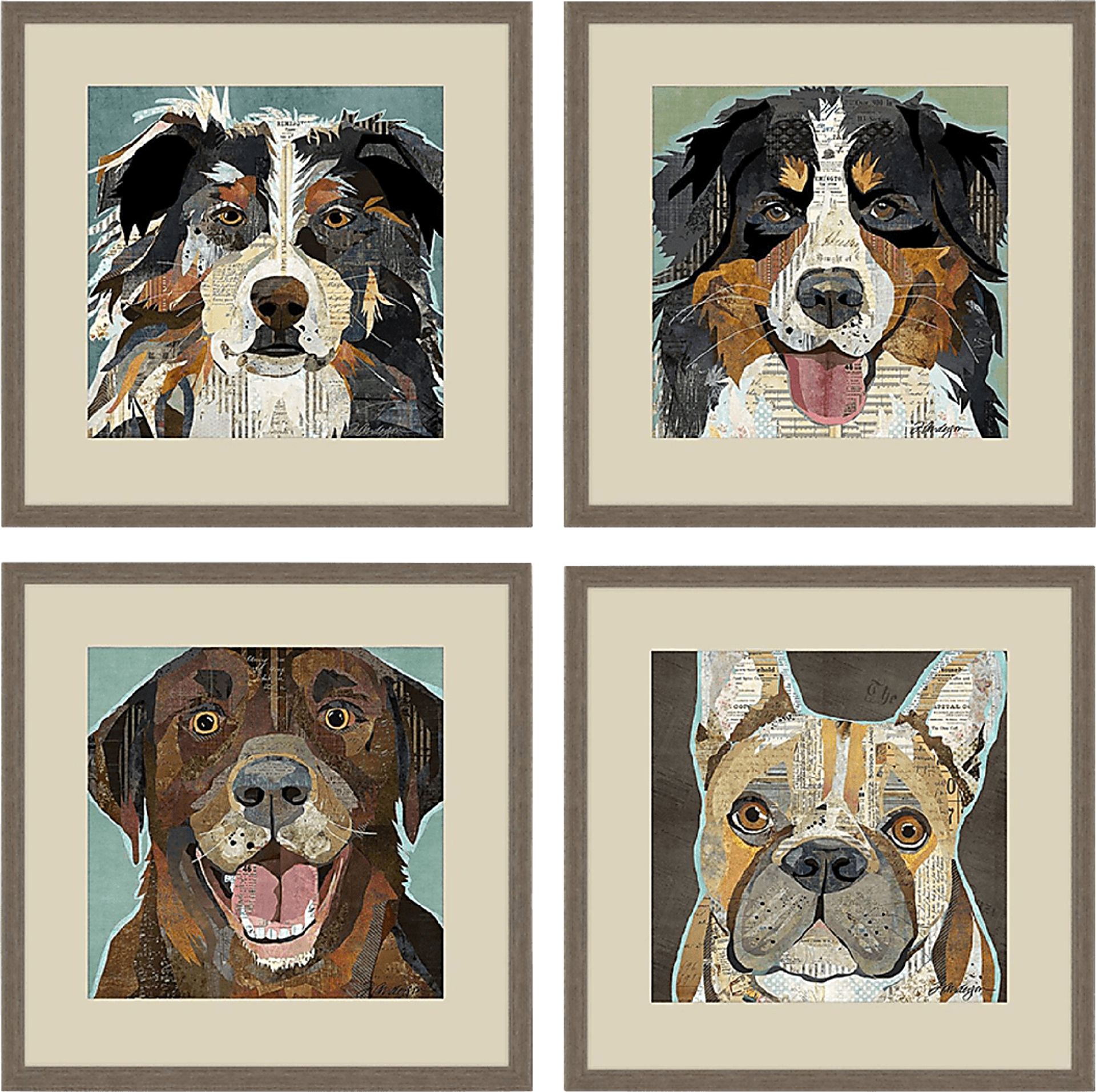 Doggy Ways Brown Artwork, Set of 4 - Image 1