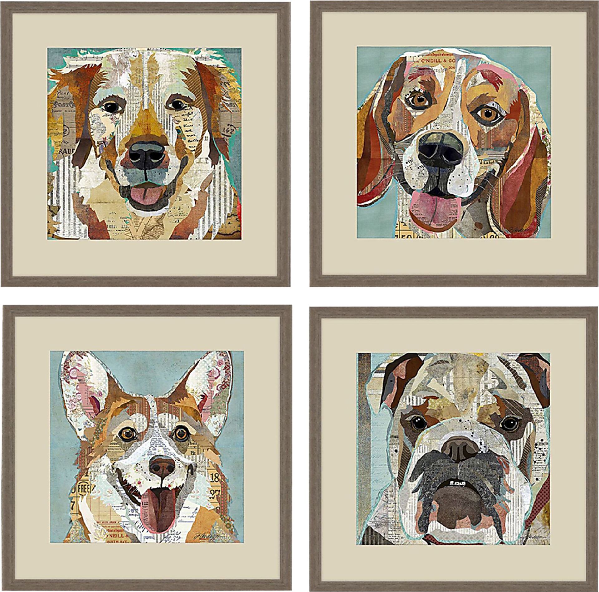 Doggy Ways Light Brown Artwork, Set of 4 - Image 1