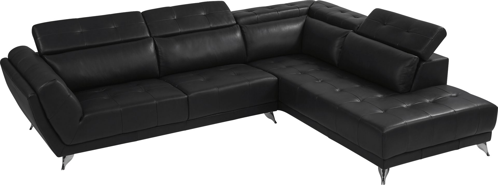 Dolcedo Black 5 Pc Leather Sectional Living Room - Image 3