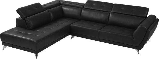 Dolcedo Black 5 Pc Leather Sectional Living Room - Thumbnail - Image 3
