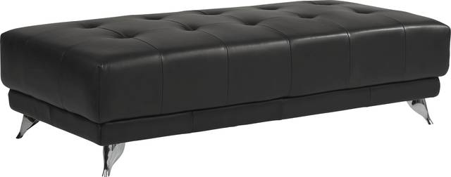 Dolcedo Black Leather Cocktail Ottoman - Thumbnail - Image 1