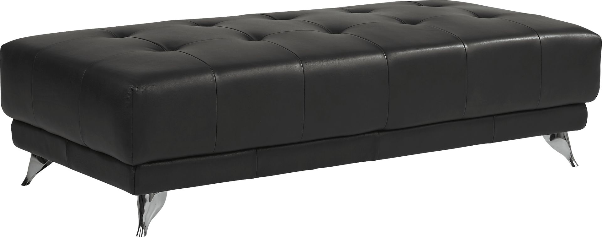 Dolcedo Black Leather Cocktail Ottoman - Image 1