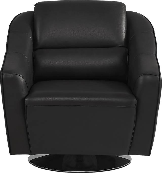 Dolcedo Black Leather Swivel Chair - Thumbnail - Image 2