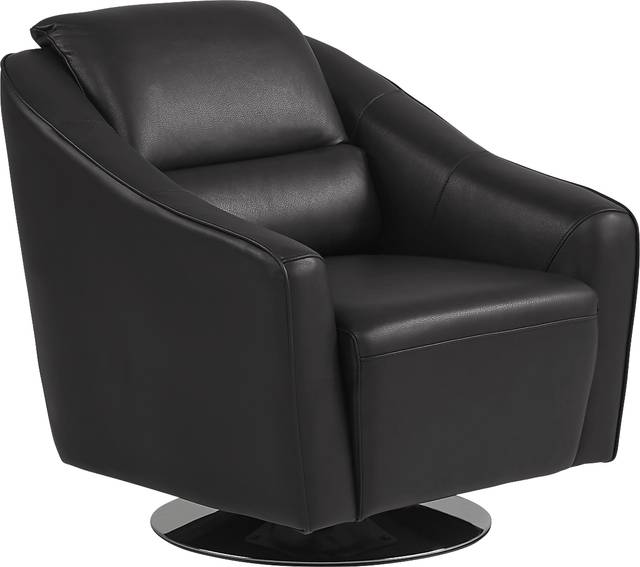Dolcedo Black Leather Swivel Chair - Thumbnail - Image 1