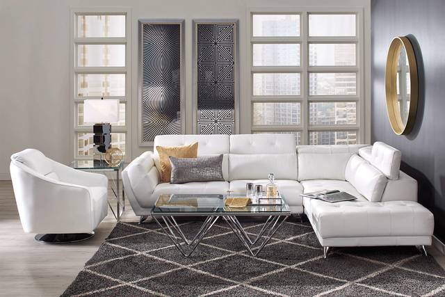 Dolcedo White 2 Pc Leather Sectional - Thumbnail - Image 2