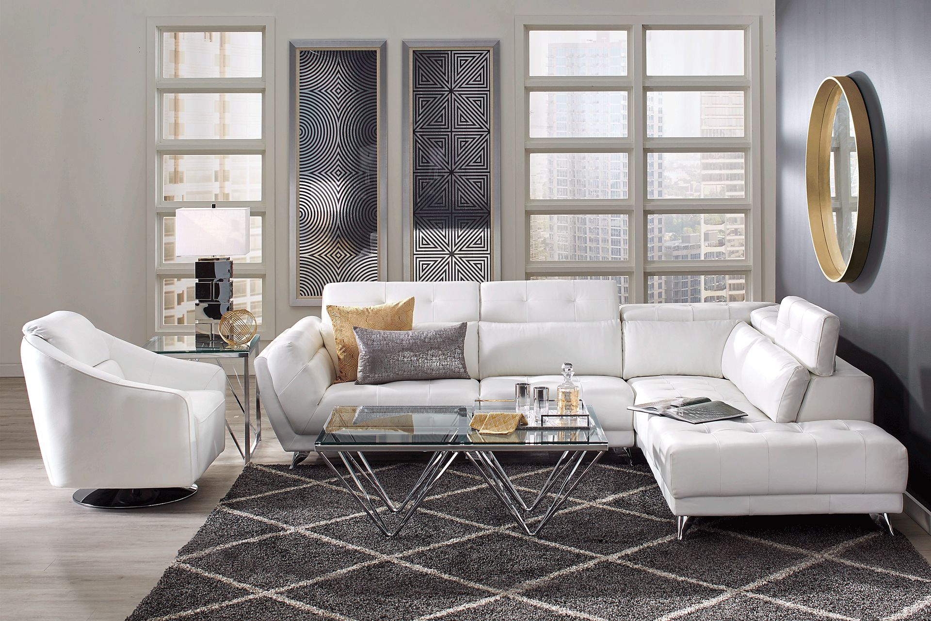 Dolcedo White 2 Pc Leather Sectional - Image 2