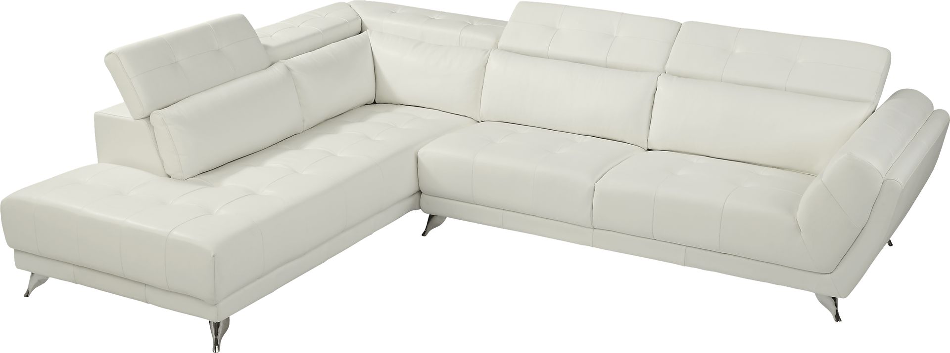 Dolcedo White 5 Pc Leather Sectional Living Room - Image 3