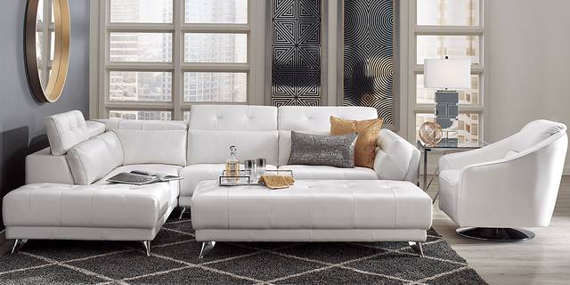 Dolcedo White 5 Pc Leather Sectional Living Room - Thumbnail - Image 1