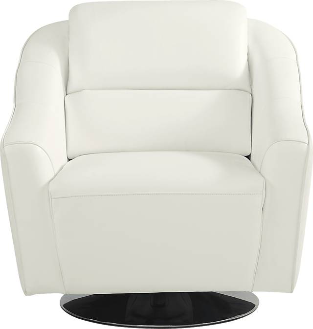Dolcedo White Leather Swivel Chair - Thumbnail - Image 2