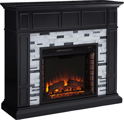 Doliver I Black 45 in. Console With Electric Log Fireplace