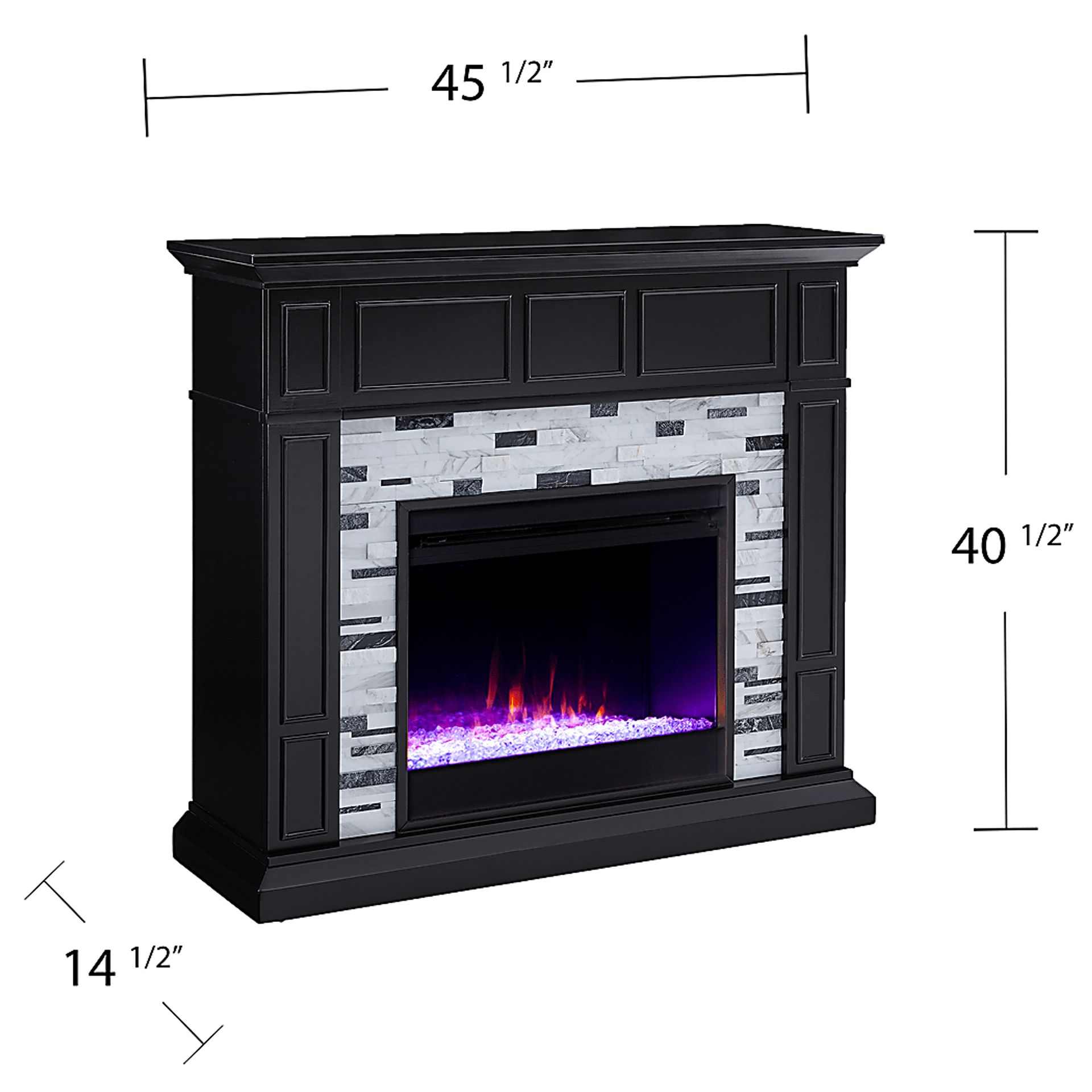 Doliver I Black 45 in. Console, With Color Changing Electric Fireplace - Image 10