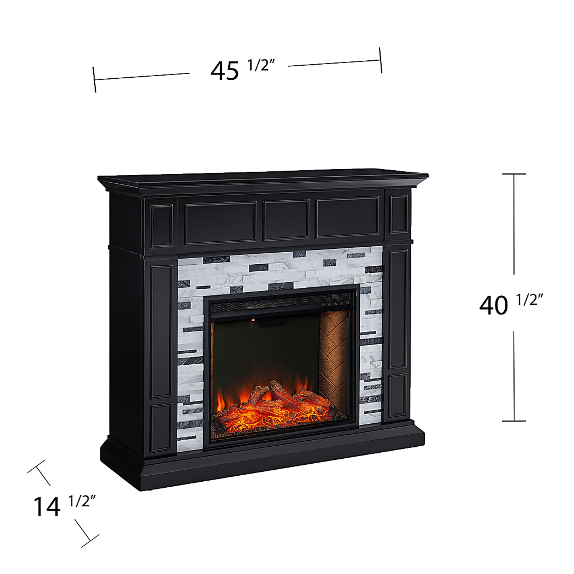 Doliver III Black 45 in. Console With Smart Electric Fireplace - Image 11