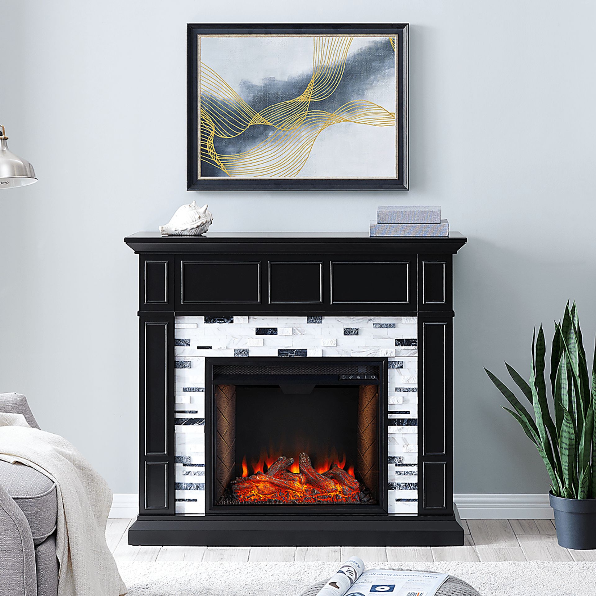 Doliver III Black 45 in. Console With Smart Electric Fireplace - Image 10