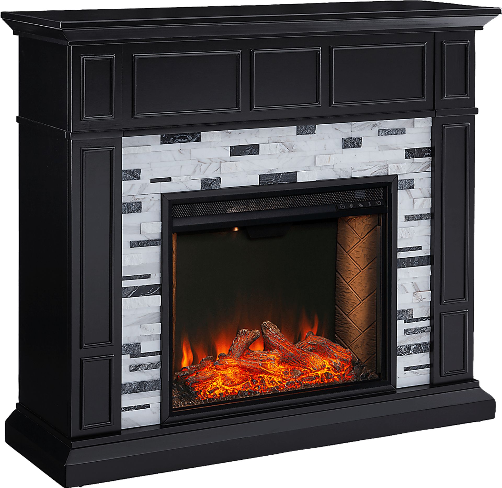 Doliver III Black 45 in. Console With Smart Electric Fireplace - Image 1