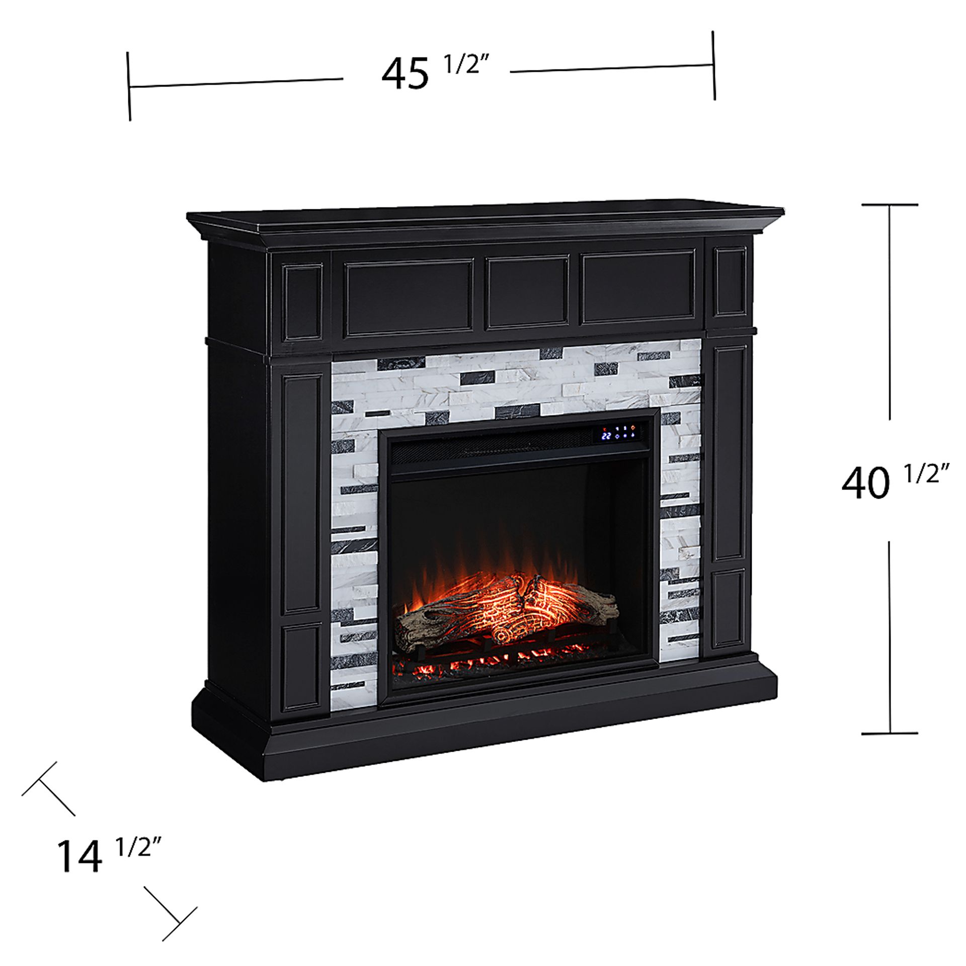 Doliver IV Black 45 in. Console, With Touch Panel Electric Fireplace - Image 8