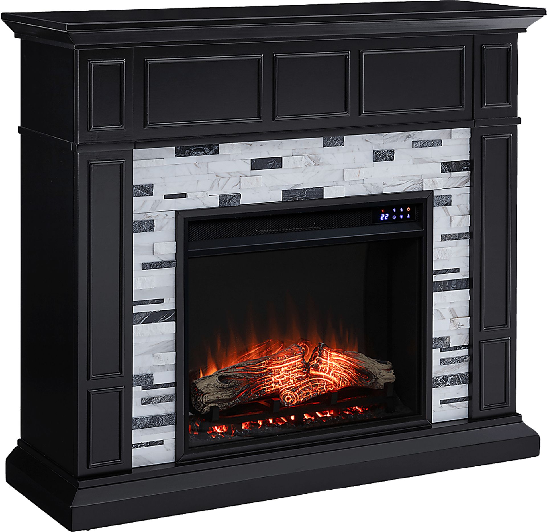Doliver IV Black 45 in. Console, With Touch Panel Electric Fireplace - Image 1