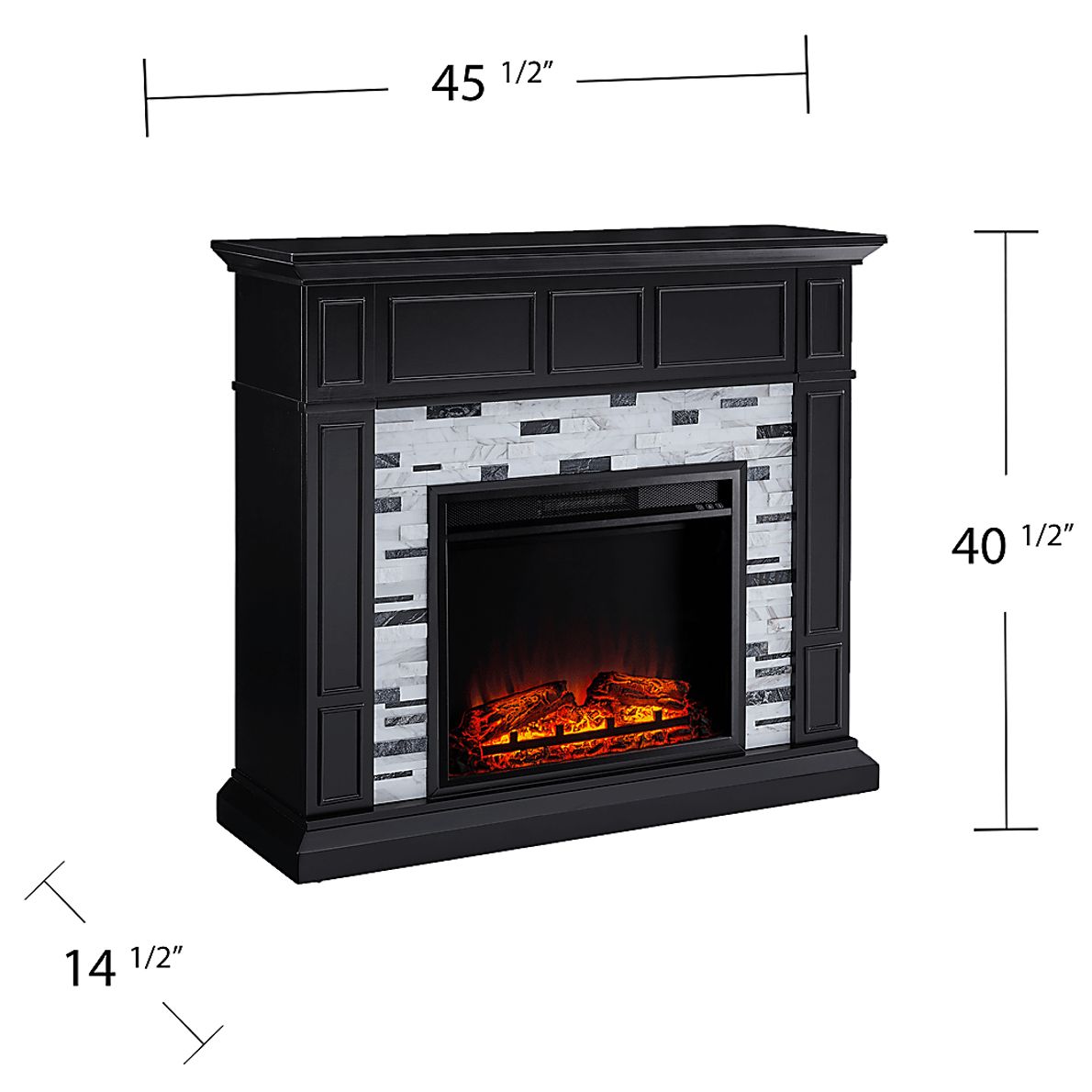 Doliver V Black 46 in. Console with Electric Fireplace - Rooms To Go
