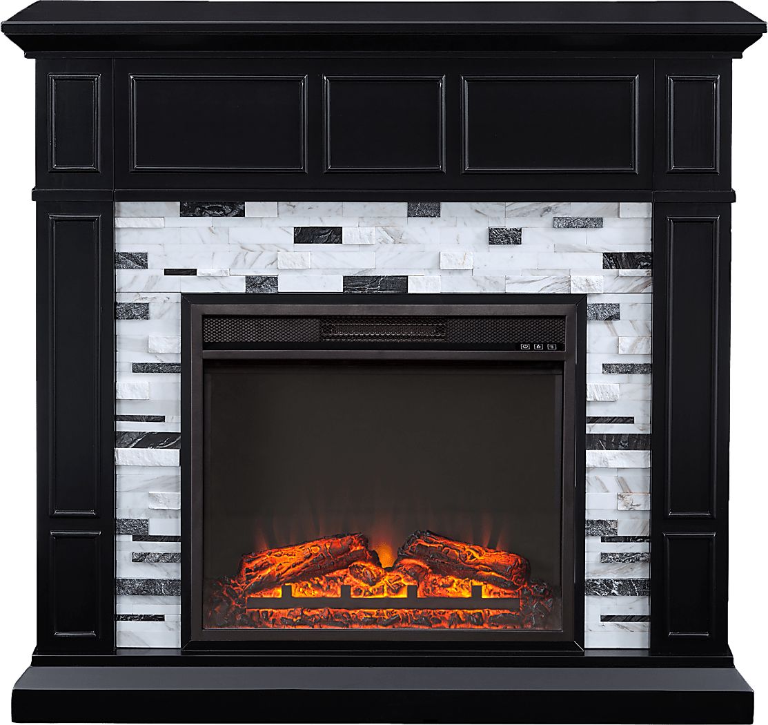 Doliver V Black 46 in. Console with Electric Fireplace Rooms To Go