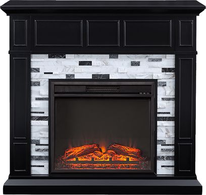 Doliver V Black 46 in. Console with Electric Fireplace