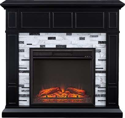 Doliver V Black 46 in. Console with Electric Fireplace