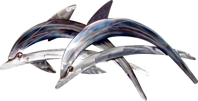 Dolphins II Blue Indoor/Outdoor Wall Art - Thumbnail - Image 1