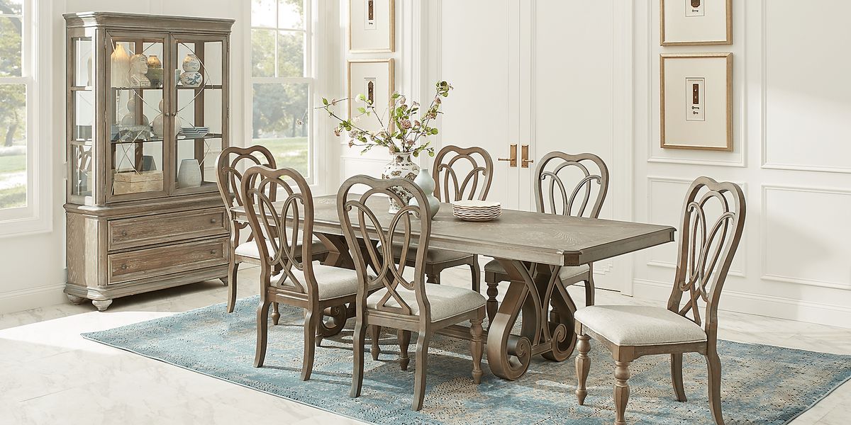 Dolshire 5 Pc Light Walnut Wood Dining Room Set With Dining Table, Side ...