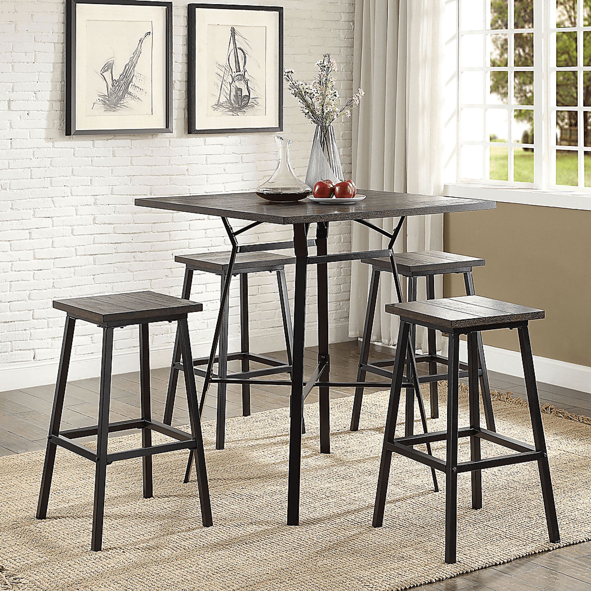 Dolvin Brown 5 Pc Bar Height Dining Set - Image 2